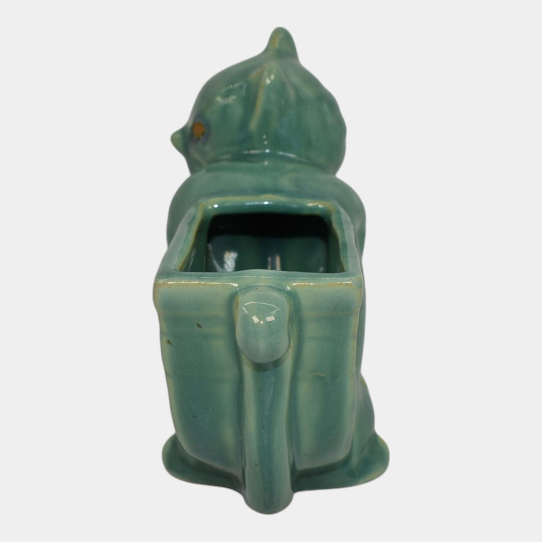 Weller Cactus 1920s Vintage Art Pottery Blue Green Ceramic Cat Planter