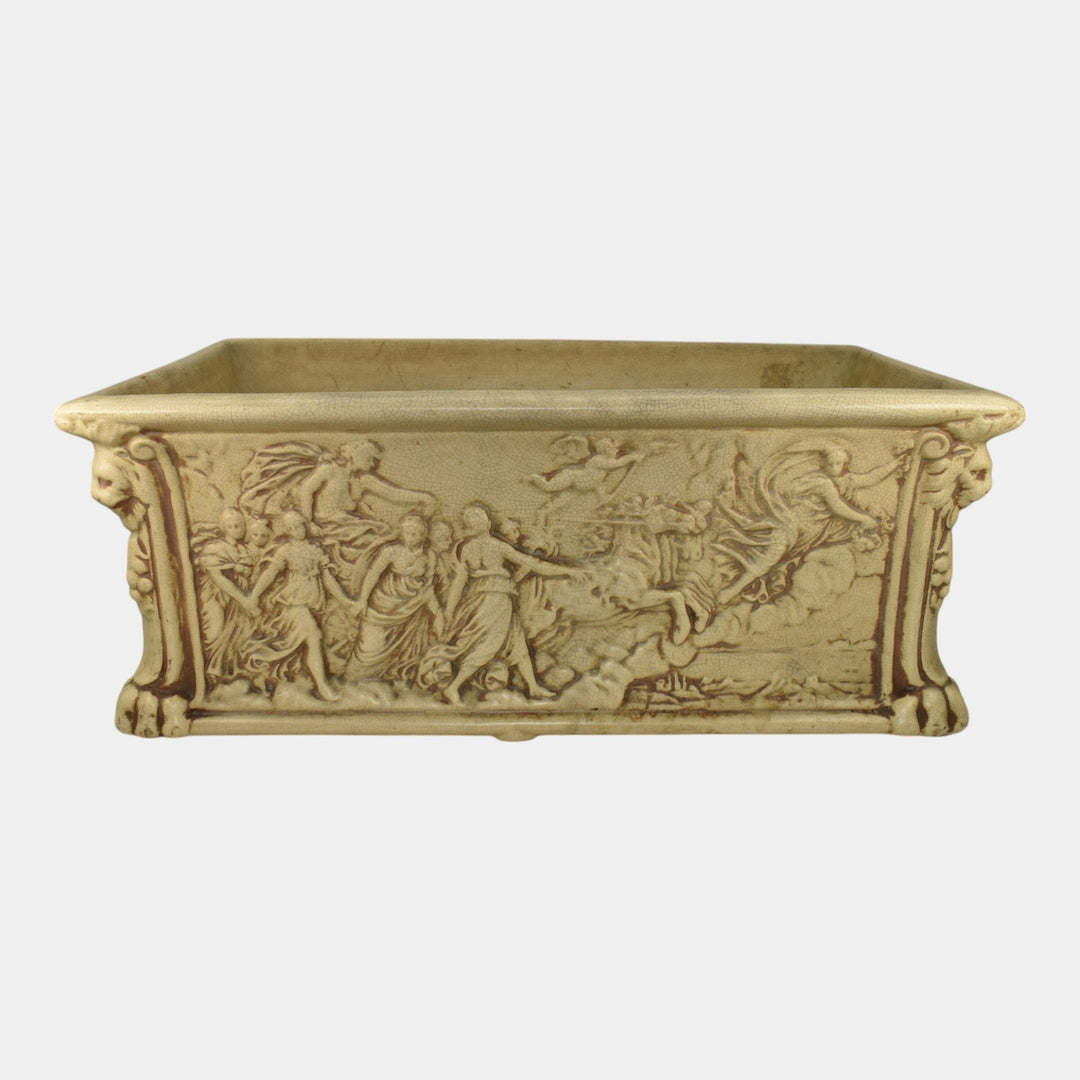 Weller Clinton Ivory 1914 Vintage Pottery Massive Figural Window Box Planter - Just Art Pottery
