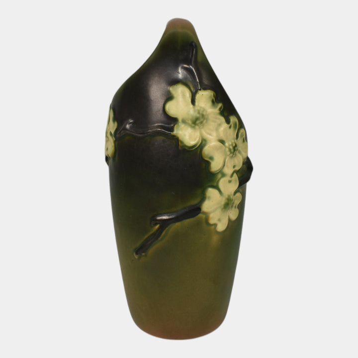Roseville Dogwood Smooth Green 1920 Vintage Art Pottery Ceramic Basket 278-10 - Just Art Pottery