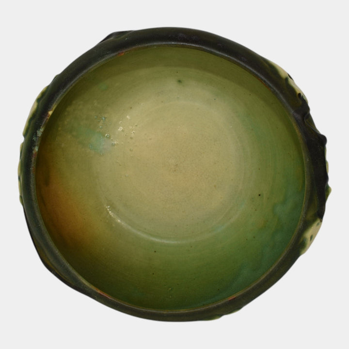 Roseville Dogwood Green Smooth 1920 Vintage Art Deco Pottery Ceramic Bowl - Just Art Pottery