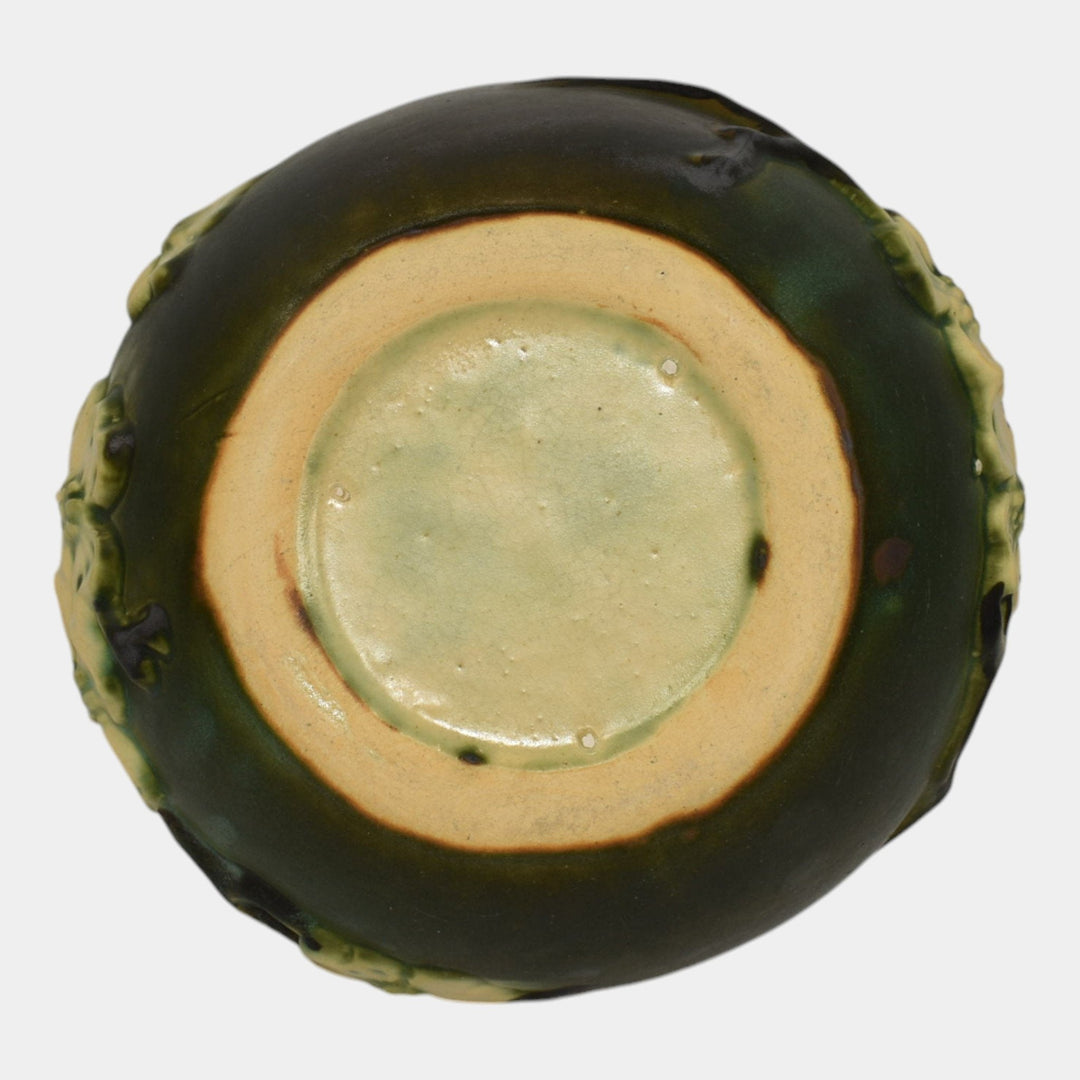 Roseville Dogwood Green Smooth 1920 Vintage Art Deco Pottery Ceramic Bowl - Just Art Pottery