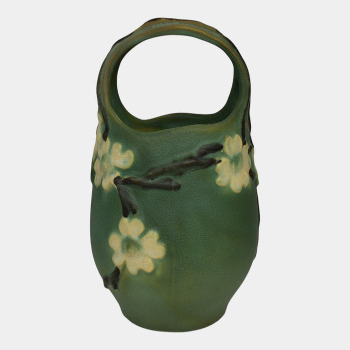 Roseville Dogwood Smooth Green 1920 Vintage Art Pottery Ceramic Basket 274-9