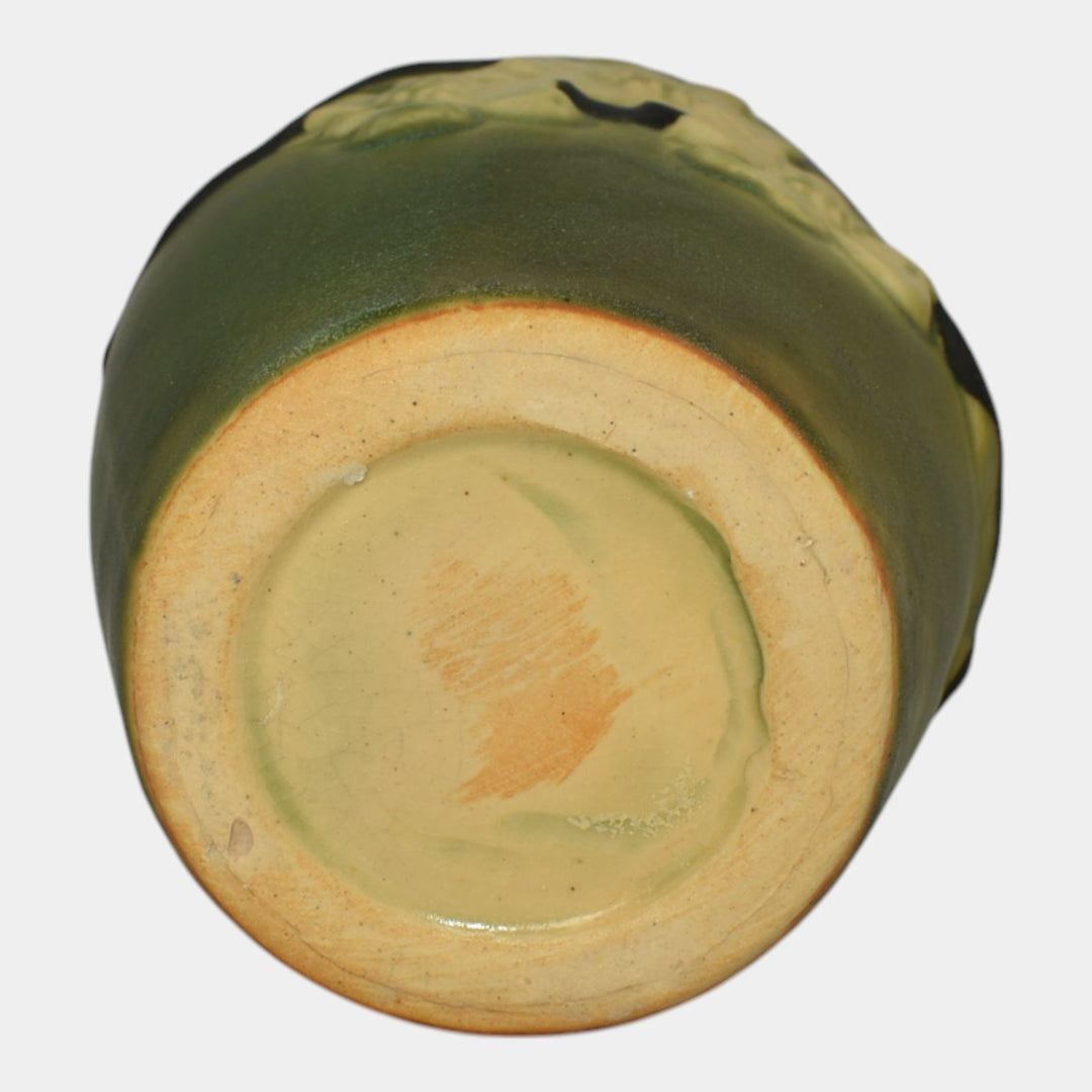 Roseville Dogwood Smooth Green 1920 Vintage Art Pottery Ceramic Basket - Just Art Pottery