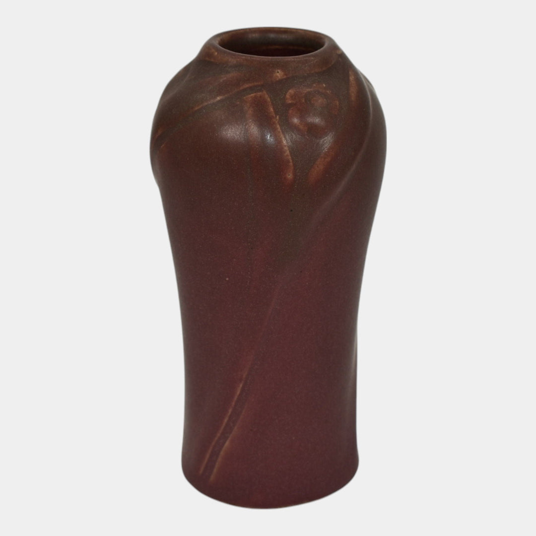 Van Briggle 1916 Vintage Art Pottery Mulberry Red Stylized Flowers Vase 833