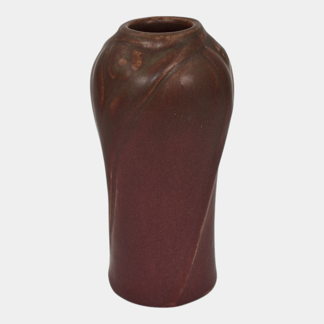 Van Briggle 1916 Vintage Art Pottery Mulberry Red Stylized Flowers Vase 833