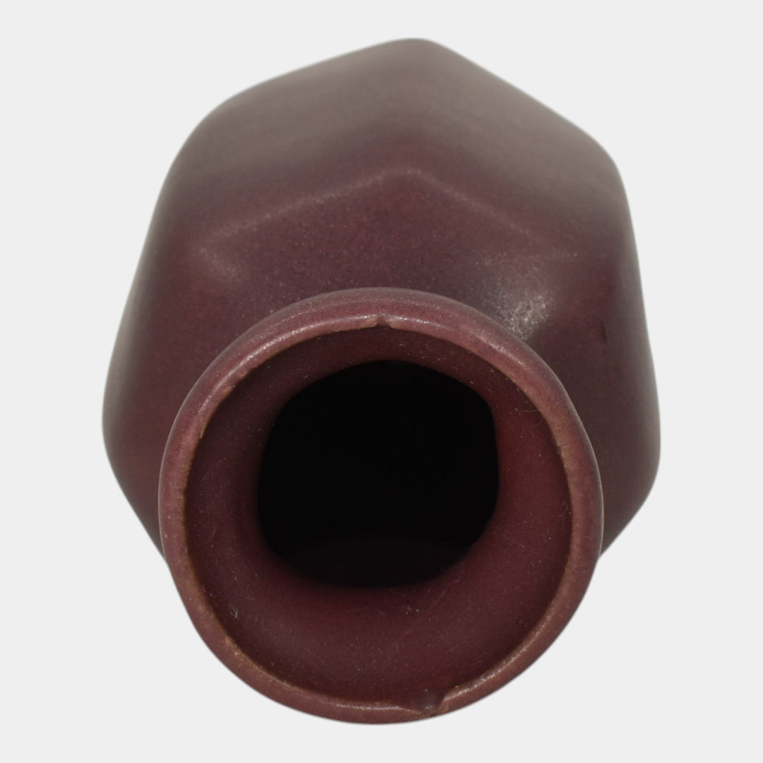 Van Briggle 1920 Arts And Crafts Pottery Mulberry Hexagon Ceramic Vase 613 - Just Art Pottery