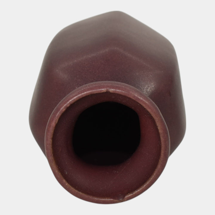 Van Briggle 1920 Arts And Crafts Pottery Mulberry Hexagon Ceramic Vase 613 - Just Art Pottery