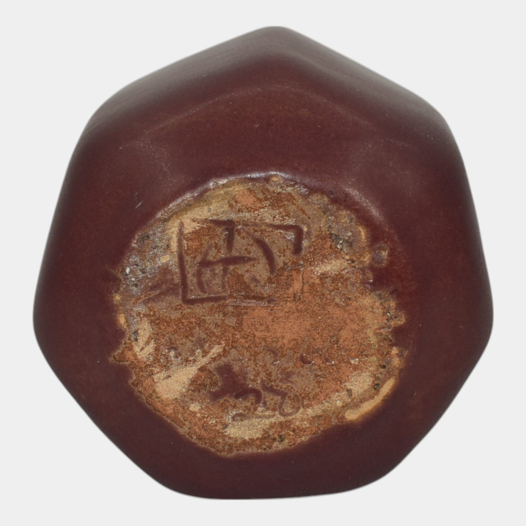 Van Briggle 1920 Arts And Crafts Pottery Mulberry Hexagon Ceramic Vase 613 - Just Art Pottery