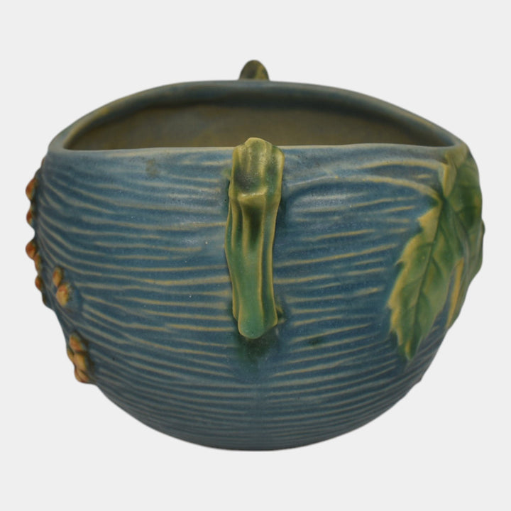 Roseville Bushberry Blue 1941 Vintage Art Pottery Ceramic Bowl 411-4