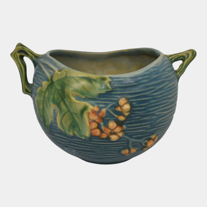 Roseville Bushberry Blue 1941 Vintage Art Pottery Ceramic Bowl 411-4