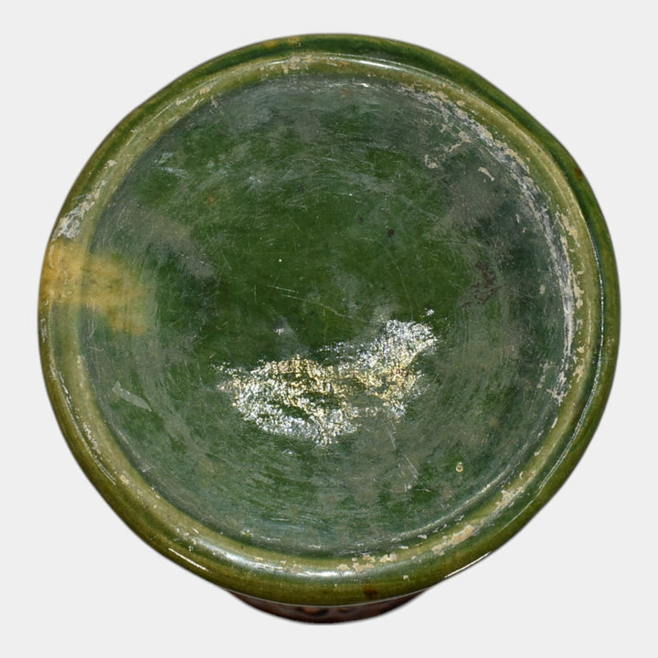 McCoy 1920s Art Deco Pottery Blended Majolica Ceramic Jardiniere And Pedestal 40 - Just Art Pottery