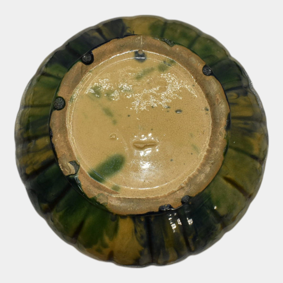 McCoy 1920s Art Deco Pottery Blended Majolica Ceramic Jardiniere And Pedestal 40 - Just Art Pottery