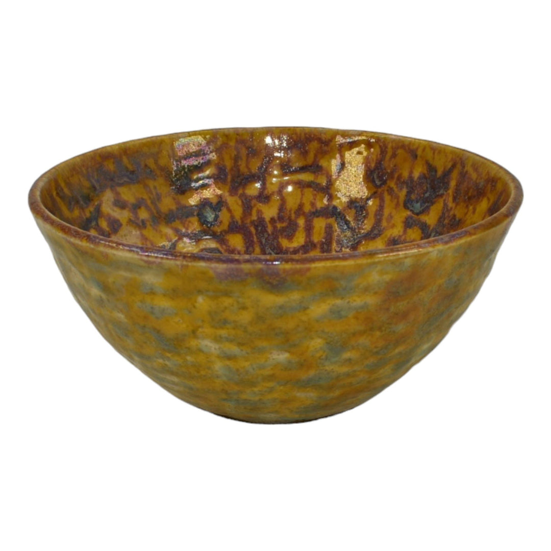 Paul Katrich Studio Pottery Golden Yellow Luster Ceramic Bowl 517 - Just Art Pottery