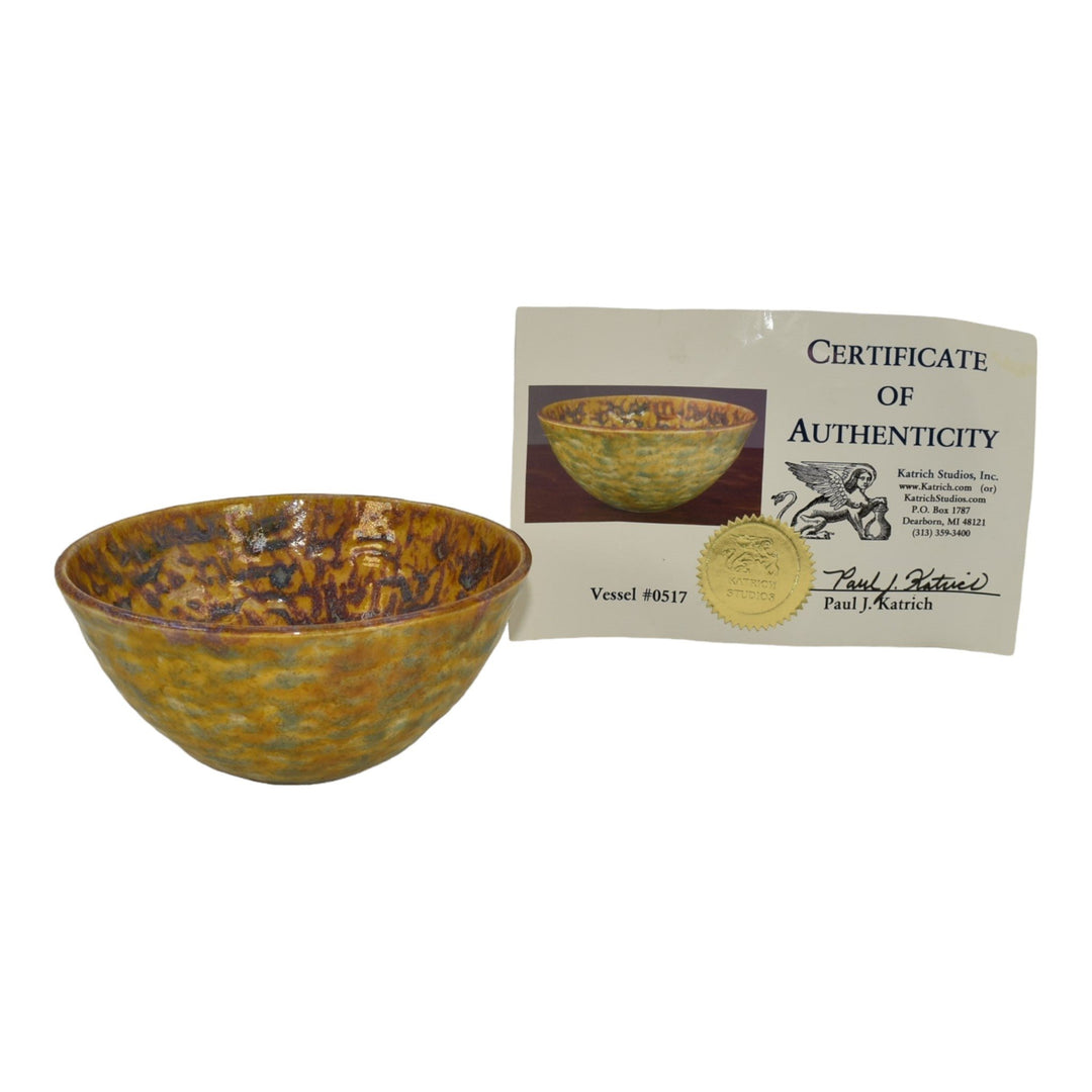 Paul Katrich Studio Pottery Golden Yellow Luster Ceramic Bowl 517 - Just Art Pottery