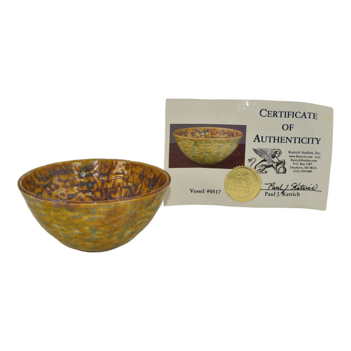 Paul Katrich Studio Pottery Golden Yellow Luster Ceramic Bowl 517 - Just Art Pottery