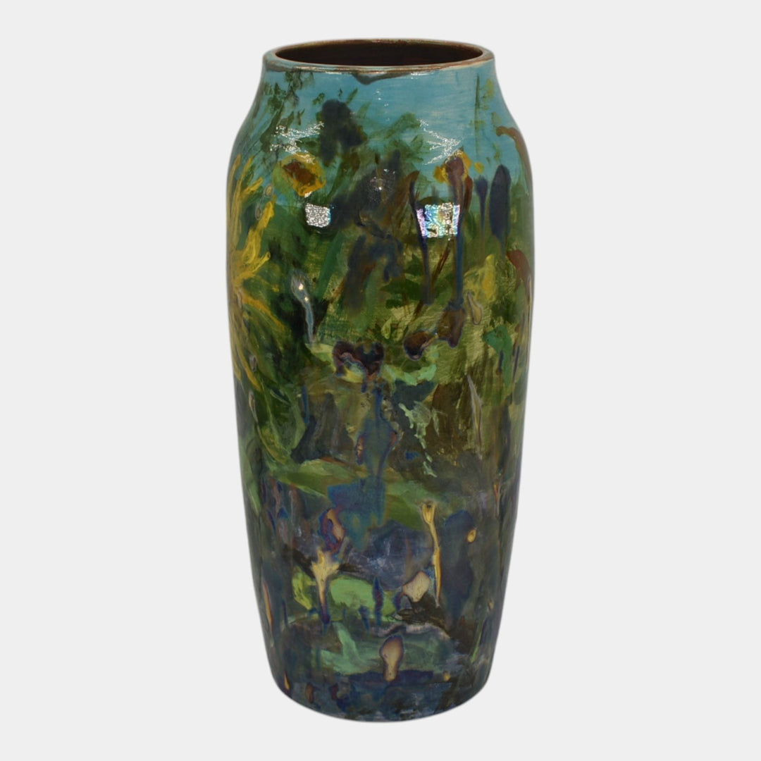 Paul Katrich Studio Art Pottery Sunflower Hand Painted Vase 1675 Follow The Sun