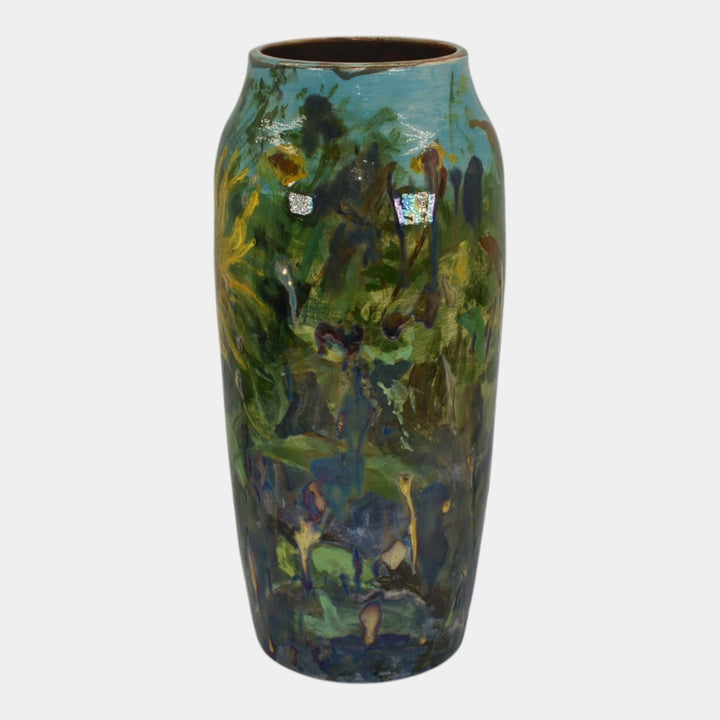 Paul Katrich Studio Art Pottery Sunflower Hand Painted Vase 1675 Follow The Sun