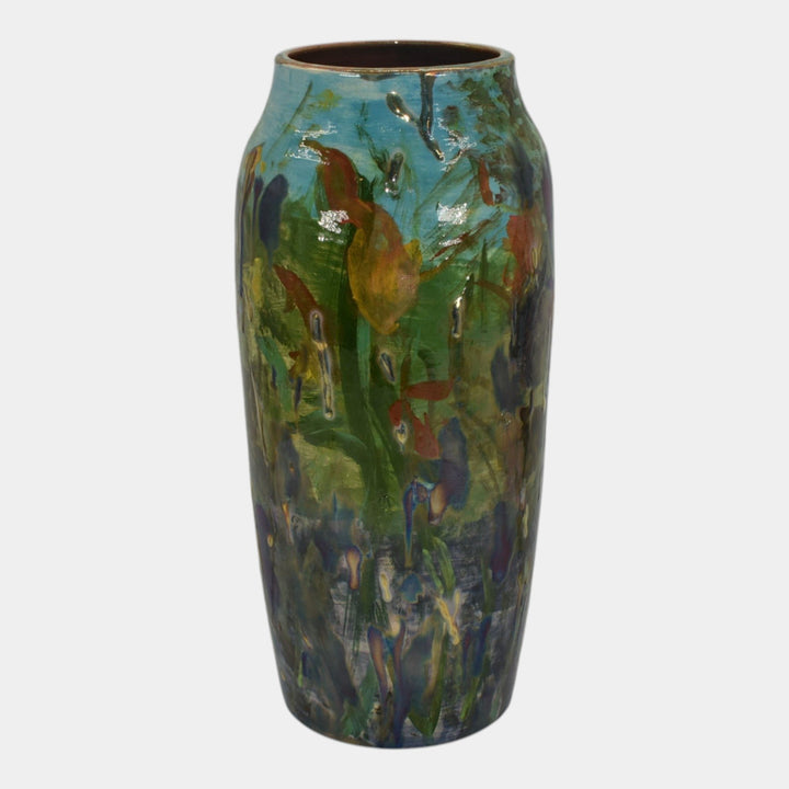 Paul Katrich Studio Art Pottery Sunflower Hand Painted Vase 1675 Follow The Sun