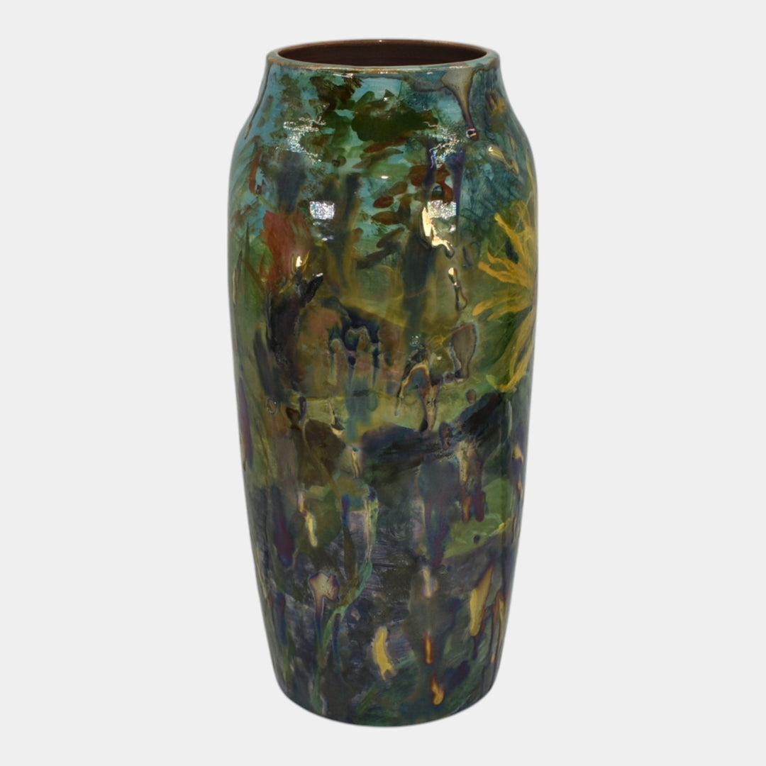 Paul Katrich Studio Art Pottery Sunflower Hand Painted Vase 1675 Follow The Sun