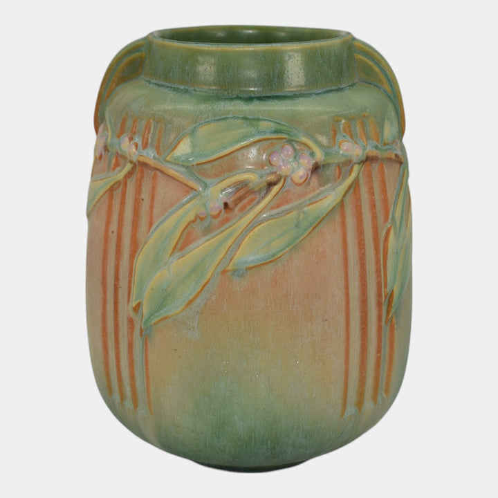 Roseville Laurel 1934 Vintage Arts and Crafts Pottery Green Ceramic Vase 672-8