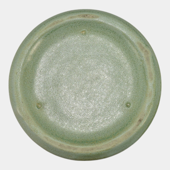 Haeger 1920s Art Pottery Geranium Leaf Frosted Matte Green Flared Vase