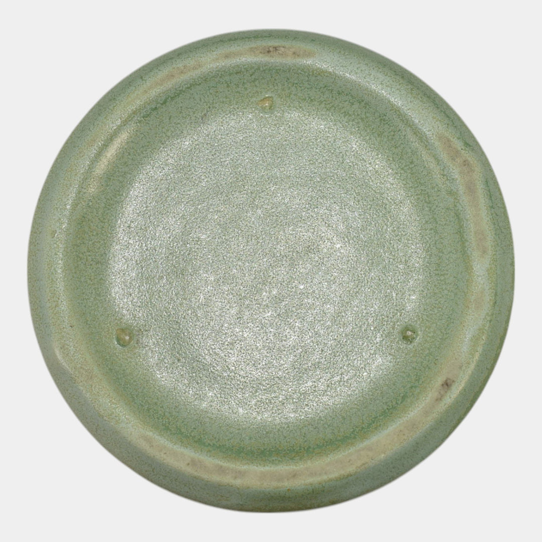 Haeger 1920s Art Pottery Geranium Leaf Frosted Matte Green Flared Vase - Just Art Pottery