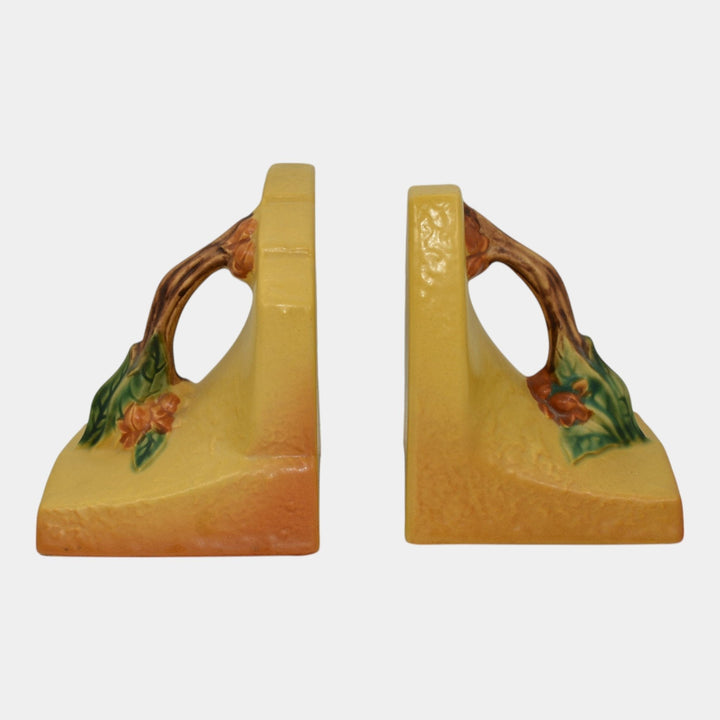 Roseville Bittersweet Yellow 1951 Vintage Art Pottery Ceramic Bookends 859