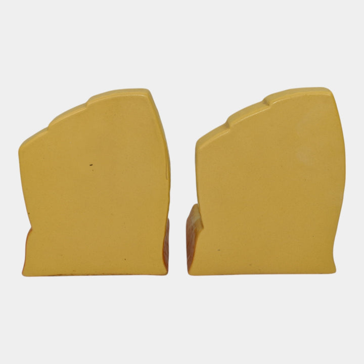 Roseville Bittersweet Yellow 1951 Vintage Art Pottery Ceramic Bookends 859