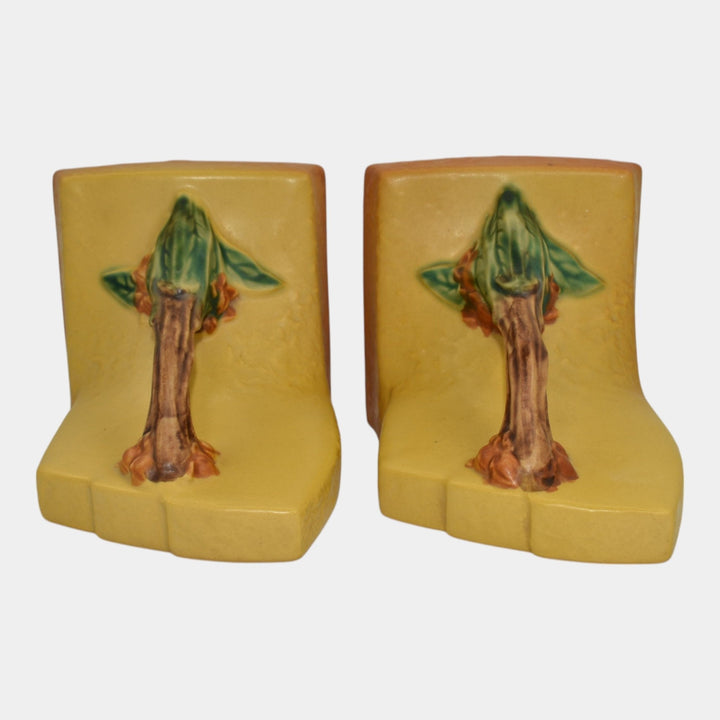 Roseville Bittersweet Yellow 1951 Vintage Art Pottery Ceramic Bookends 859