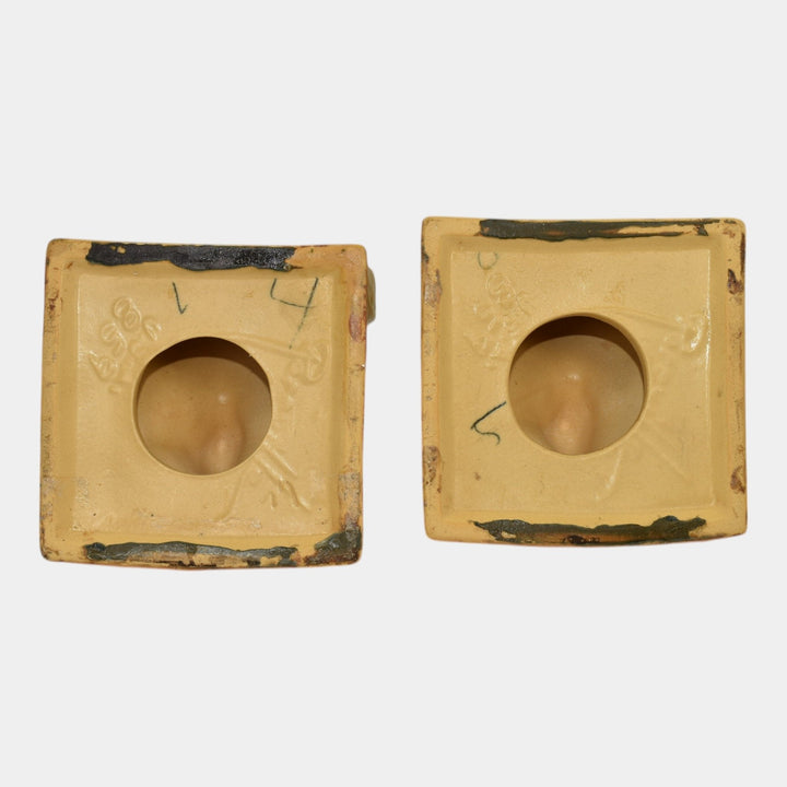 Roseville Bittersweet Yellow 1951 Vintage Art Pottery Ceramic Bookends 859