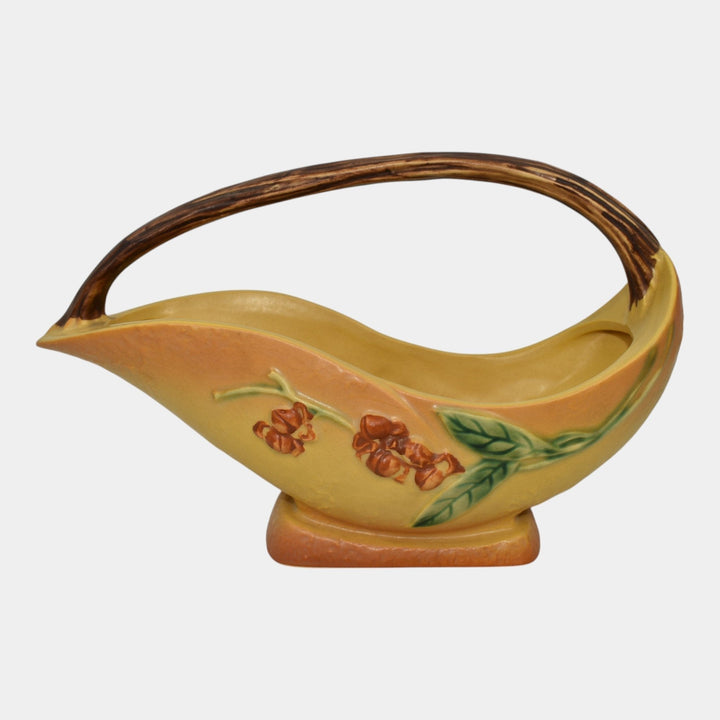 Roseville Bittersweet Yellow 1951 Mid Century Modern Pottery Basket 810-10