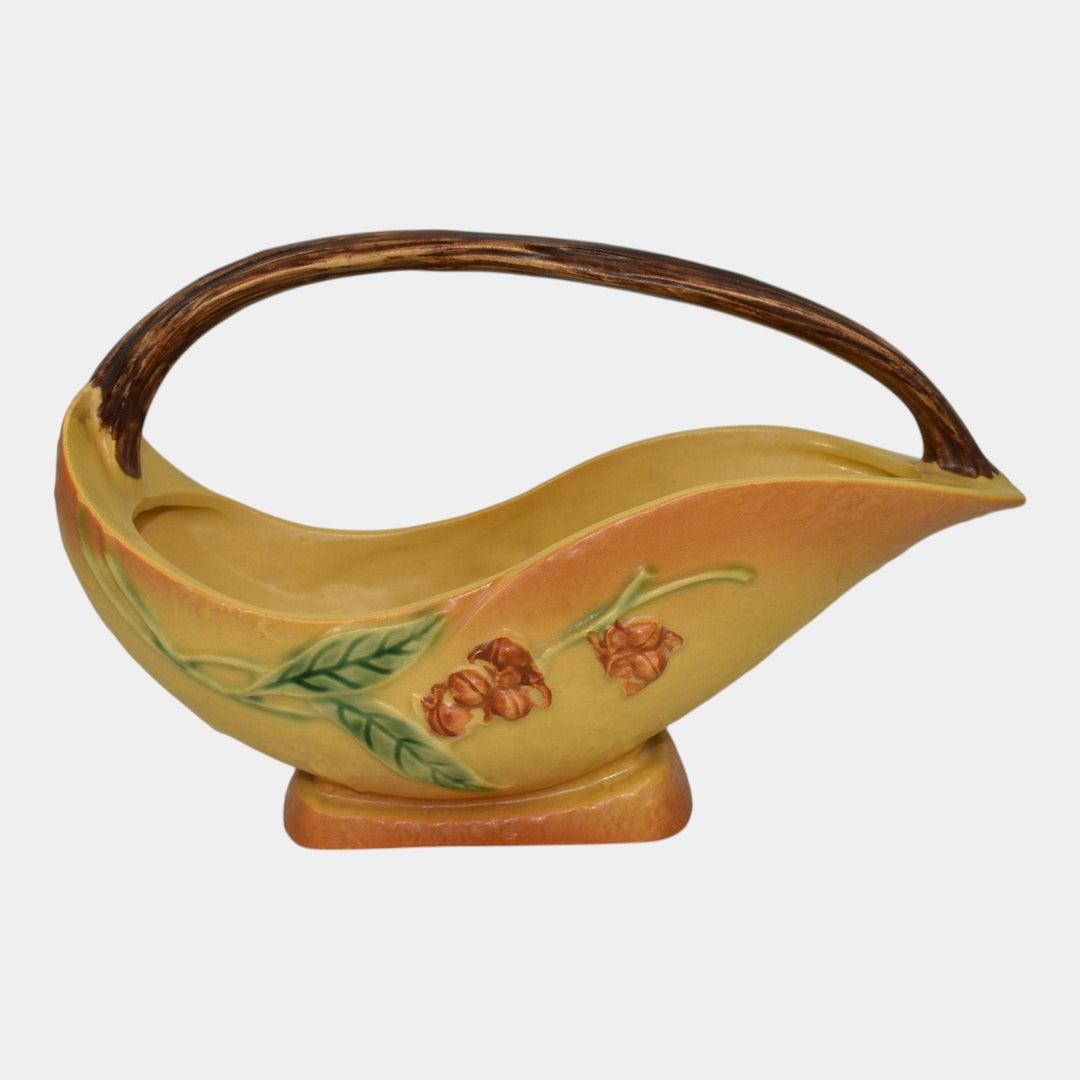 Roseville Bittersweet Yellow 1951 Mid Century Modern Pottery Basket 810-10