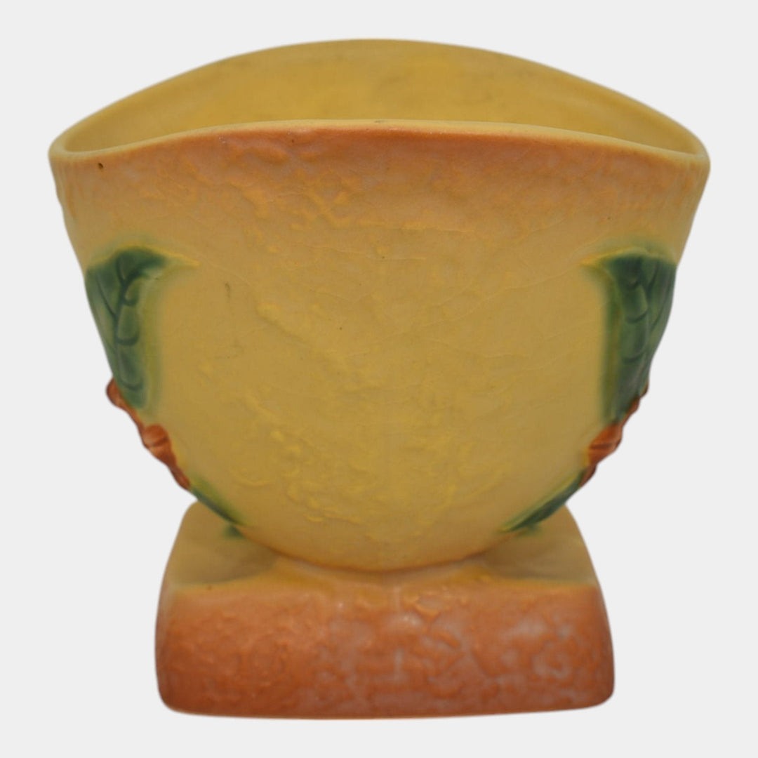 Roseville Bittersweet Yellow 1951 Vintage Art Pottery Cornucopia Vase 857-4