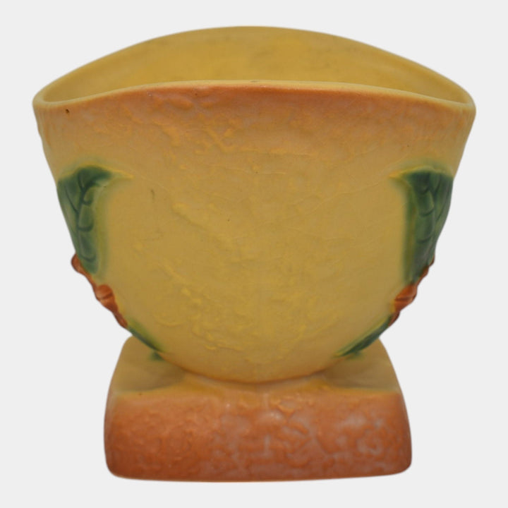 Roseville Bittersweet Yellow 1951 Vintage Art Pottery Cornucopia Vase 857-4