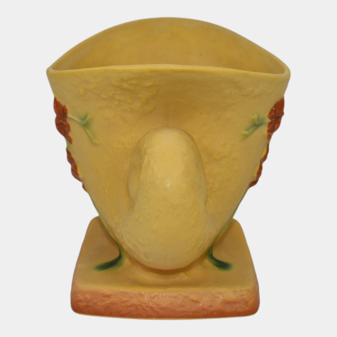 Roseville Bittersweet Yellow 1951 Vintage Art Pottery Cornucopia Vase 857-4