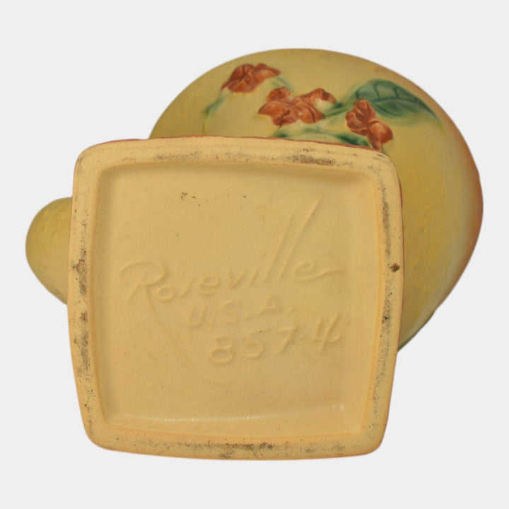 Roseville Bittersweet Yellow 1951 Vintage Art Pottery Cornucopia Vase 857-4