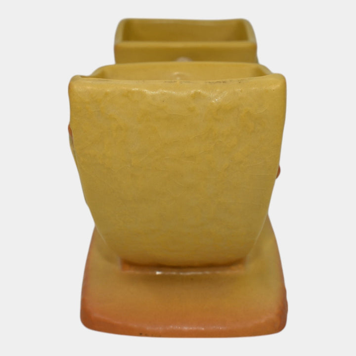 Roseville Bittersweet Yellow 1951 Art Pottery Double Cornucopia Planter Vase 858 - Just Art Pottery