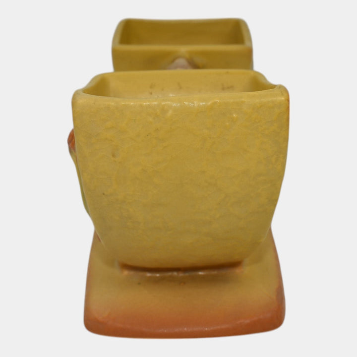 Roseville Bittersweet Yellow 1951 Art Pottery Double Cornucopia Planter Vase 858 - Just Art Pottery
