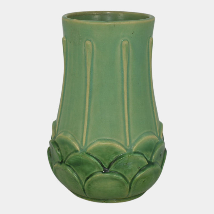 Weller Manhattan Early 1930s Vintage Art Deco Pottery Green Artichoke Vase