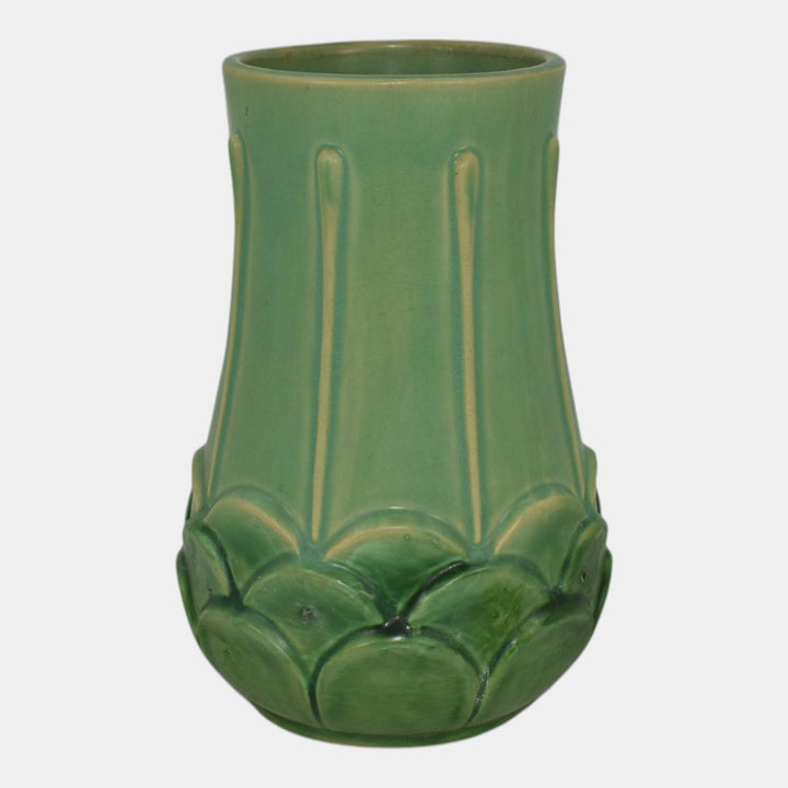 Weller Manhattan Early 1930s Vintage Art Deco Pottery Green Artichoke Vase