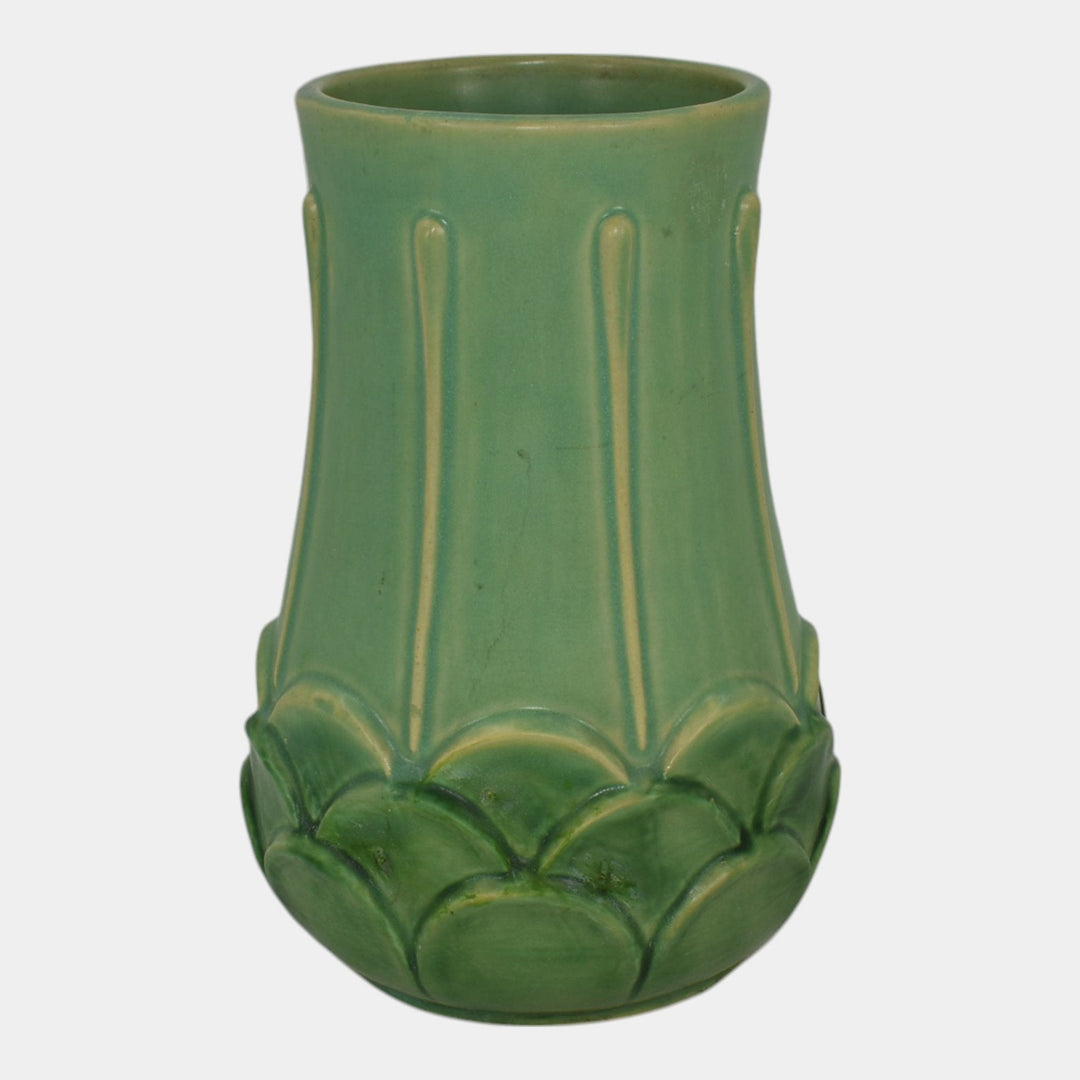 Weller Manhattan Early 1930s Vintage Art Deco Pottery Green Artichoke Vase