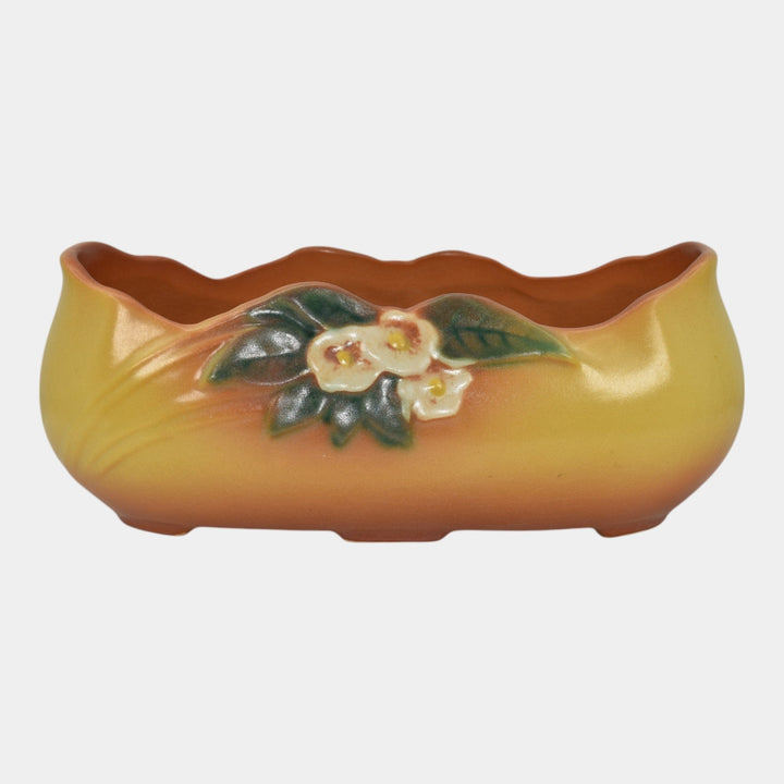 Roseville Mock Orange 1950 Mid Century Modern Art Pottery Yellow Planter 931-8