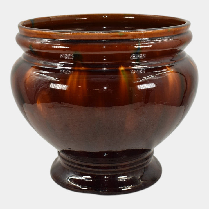 American Vintage Art Pottery Brown Green Ceramic Jardiniere Planter