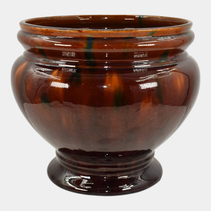 American Vintage Art Pottery Brown Green Ceramic Jardiniere Planter