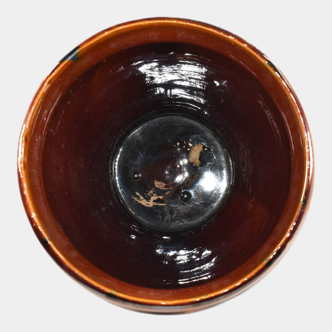 American Vintage Art Pottery Brown Green Ceramic Jardiniere Planter