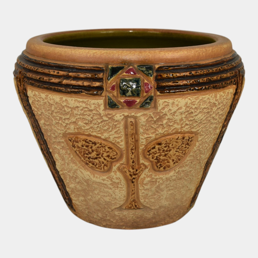 Roseville Mostique 1916 Vintage Arts and Crafts Pottery Tan Jardiniere Planter