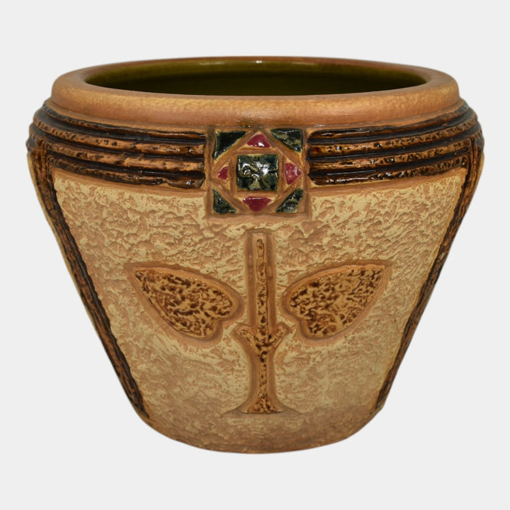 Roseville Mostique 1916 Vintage Arts and Crafts Pottery Tan Jardiniere Planter