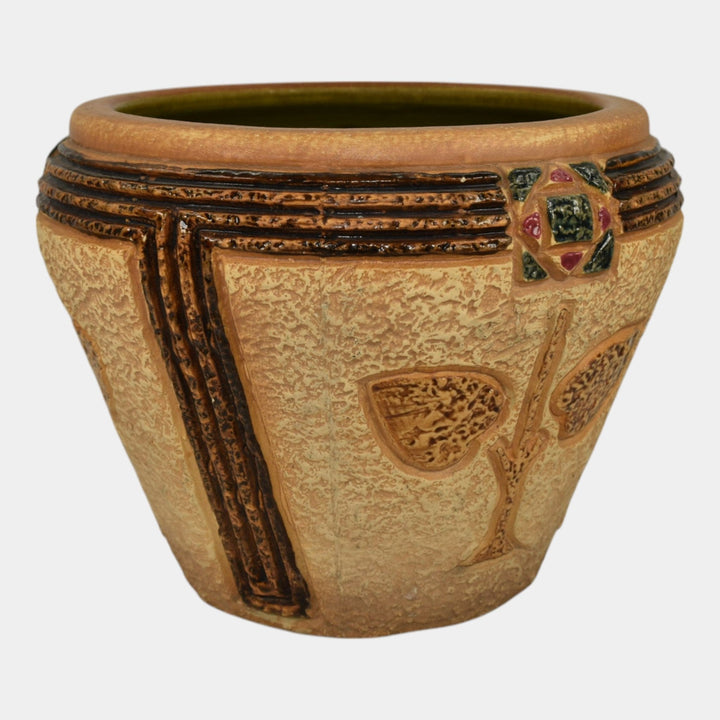 Roseville Mostique 1916 Vintage Arts and Crafts Pottery Tan Jardiniere Planter