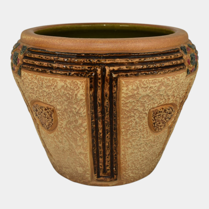 Roseville Mostique 1916 Vintage Arts and Crafts Pottery Tan Jardiniere Planter