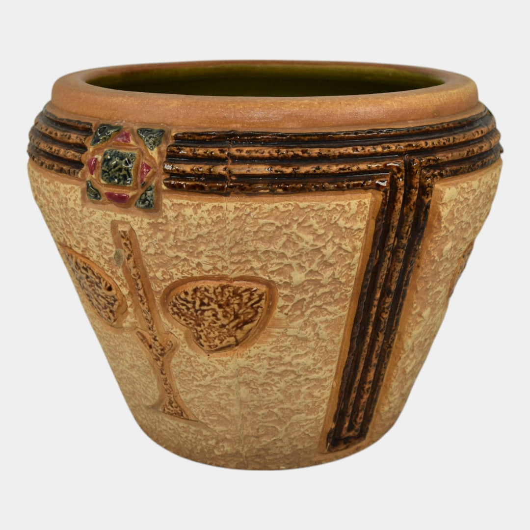 Roseville Mostique 1916 Vintage Arts and Crafts Pottery Tan Jardiniere Planter